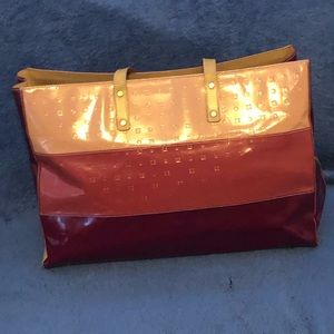 Tri-Color Dual Texture Patent Leather Brief Case